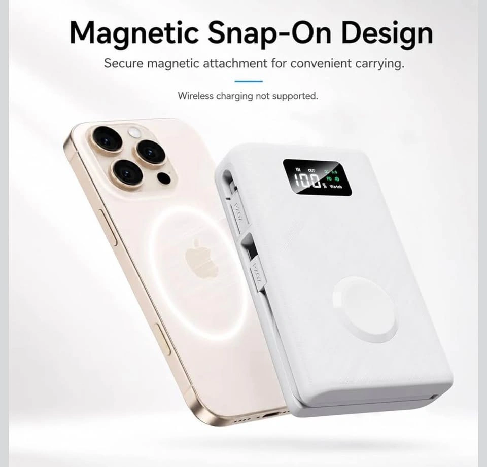 45W 20000mAh Power Bank with Built-in Cable & Watch Charger - photo 5