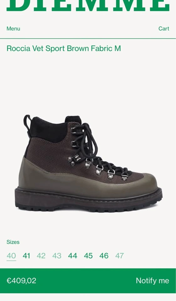 Diemme Boots Roccia Vet Sport Brown Fabric Size 40 (US 7)