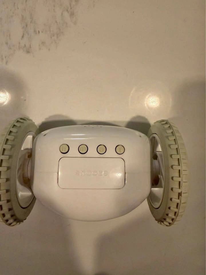 Clocky (white) - The Original Wheels Alarm Clock
