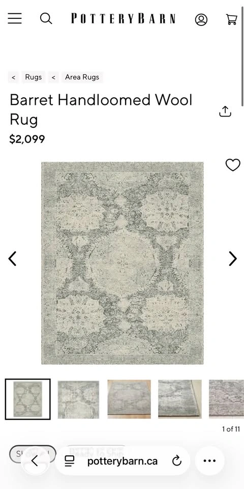 Pottery Barn Barret Handloomed Wool Rug 8’x10’