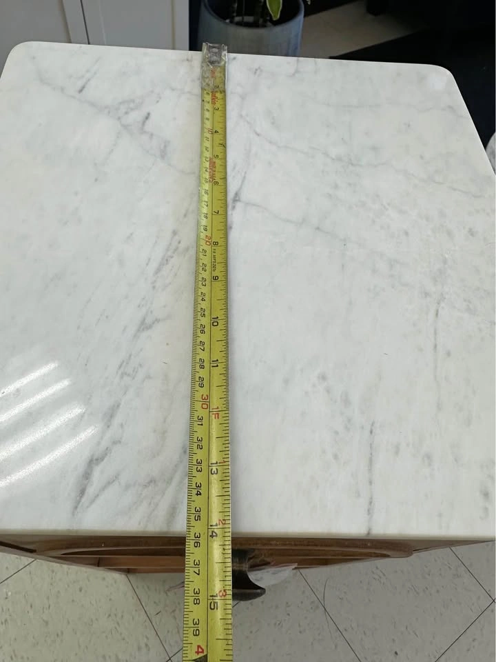 Tall Handcrafted Wood & Marble Top Table - photo 4