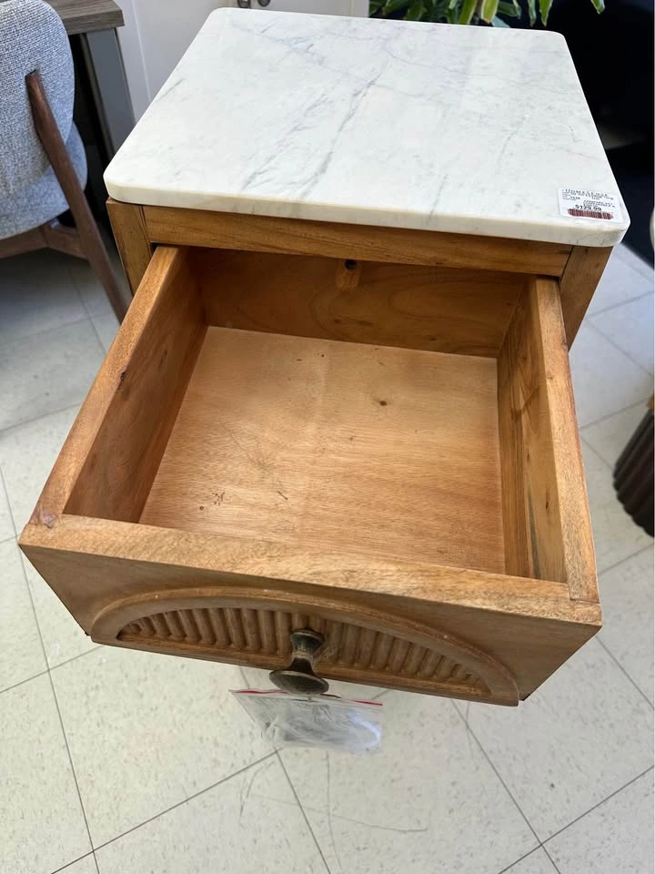Tall Handcrafted Wood & Marble Top Table - photo 5