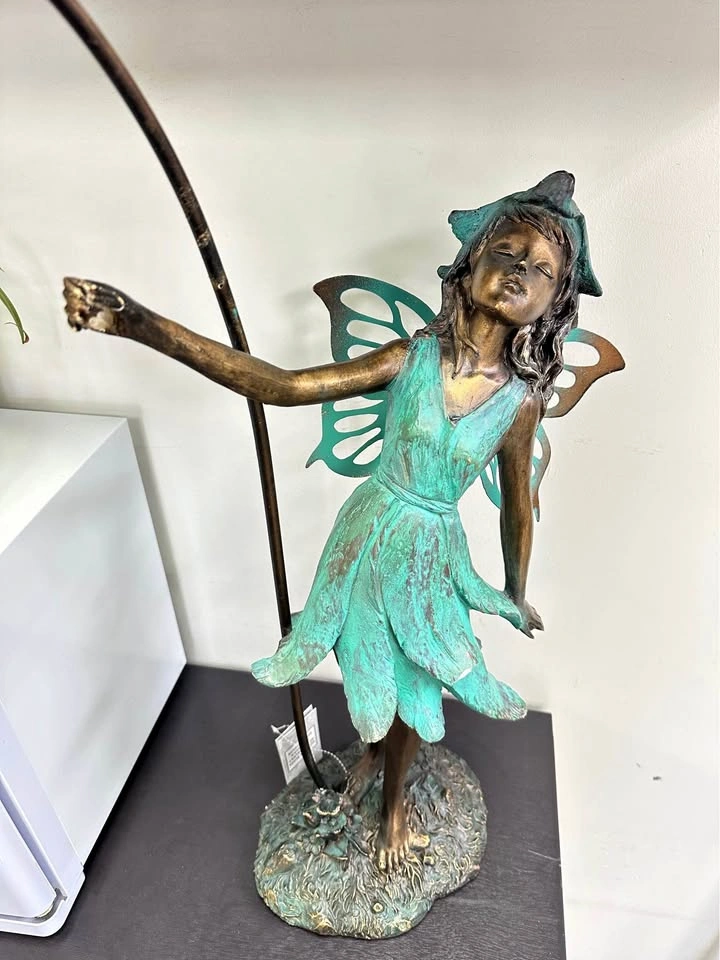 Bronze Verdigris Fairy Statue Solar Light