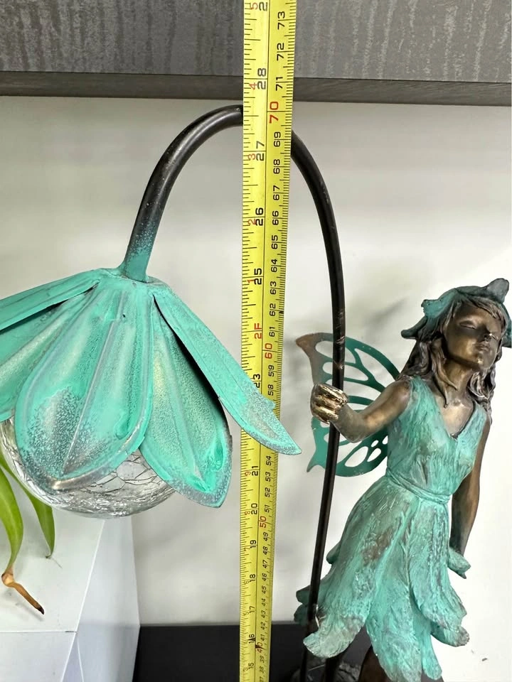 Bronze Verdigris Fairy Statue Solar Light - photo 3