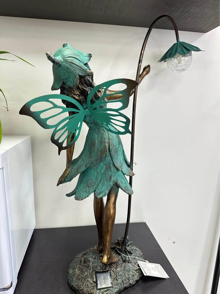Bronze Verdigris Fairy Statue Solar Light - photo 5