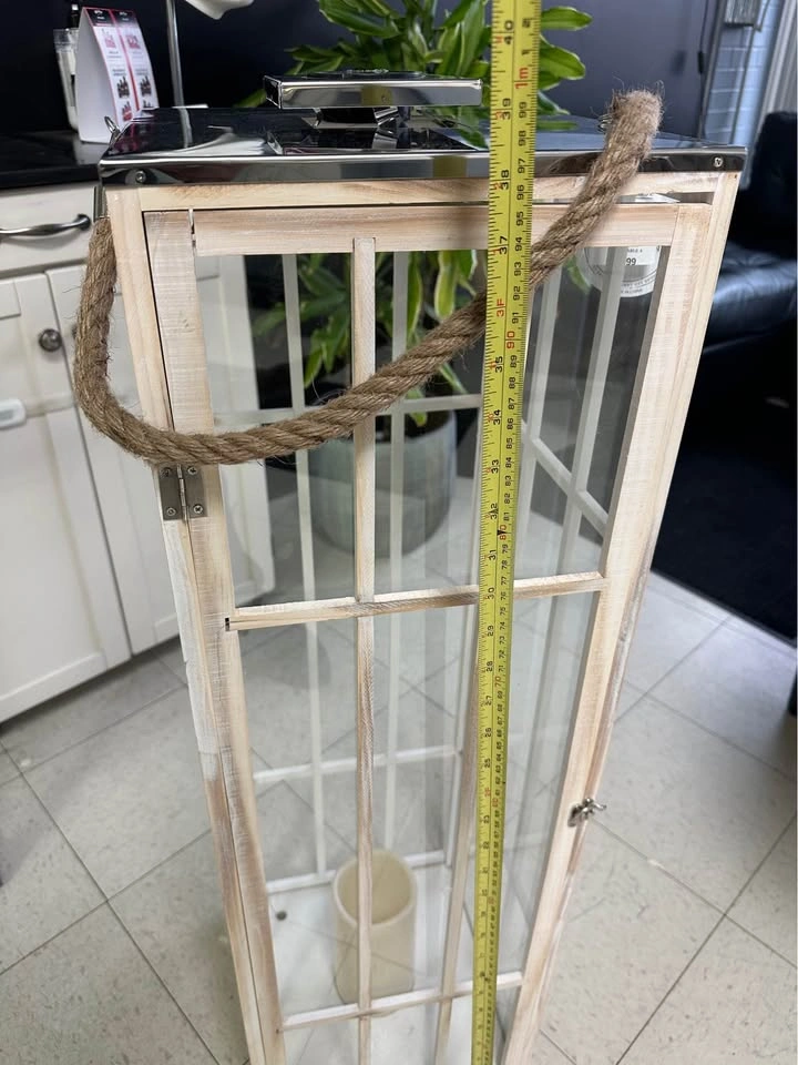 Tall Distressed Wood Solar Lantern 39in - photo 2