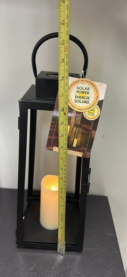 Black solar lantern with candle - photo 2
