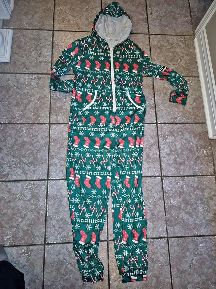 Ekouaer Hooded Christmas Jumpsuit Onesie - Size L - New