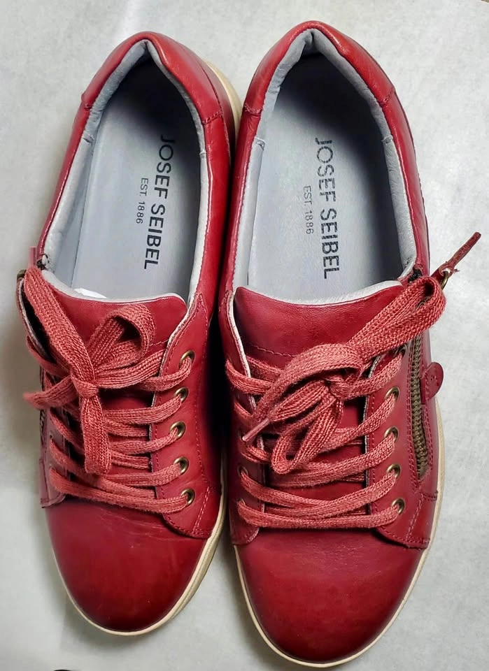 Josef Seibel Caren 12 Red Leather Side Zip Sneakers EU 39 - photo 2