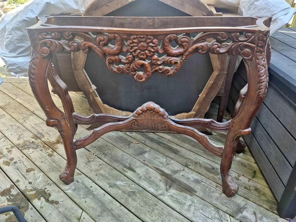 Vintage Ornate Carved Wood Console Table Base