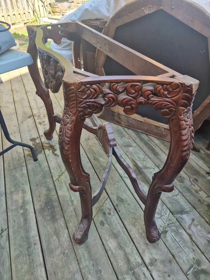 Vintage Ornate Carved Wood Console Table Base - photo 2