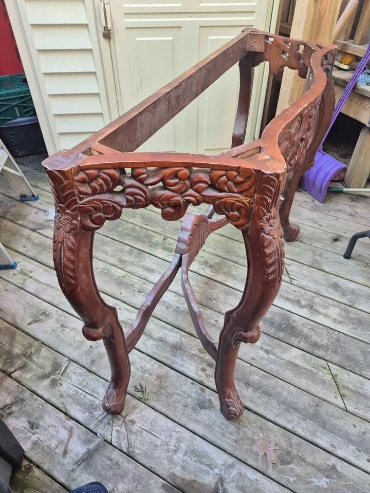 Vintage Ornate Carved Wood Console Table Base - photo 4