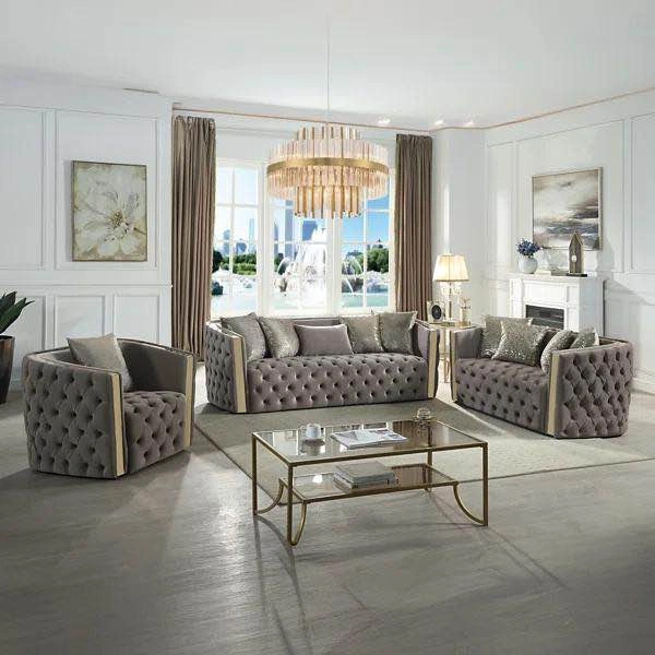 Doruk 3- Piece Velvet living Room Set - photo 2