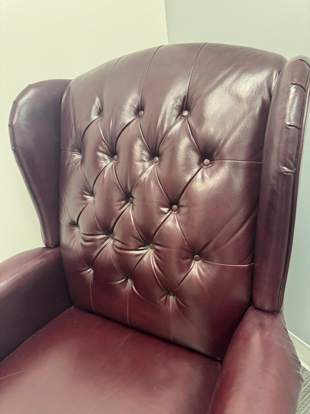 Red Leather Wingback Chair - photo 2
