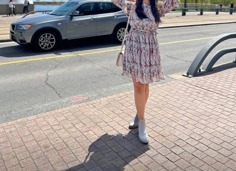 Vintage-style pleated floral dress