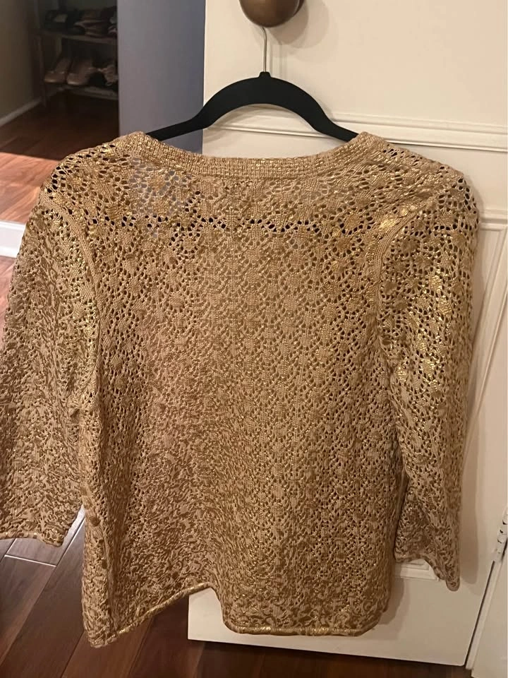 Gold open-chest knit sweater (Size L) - photo 2