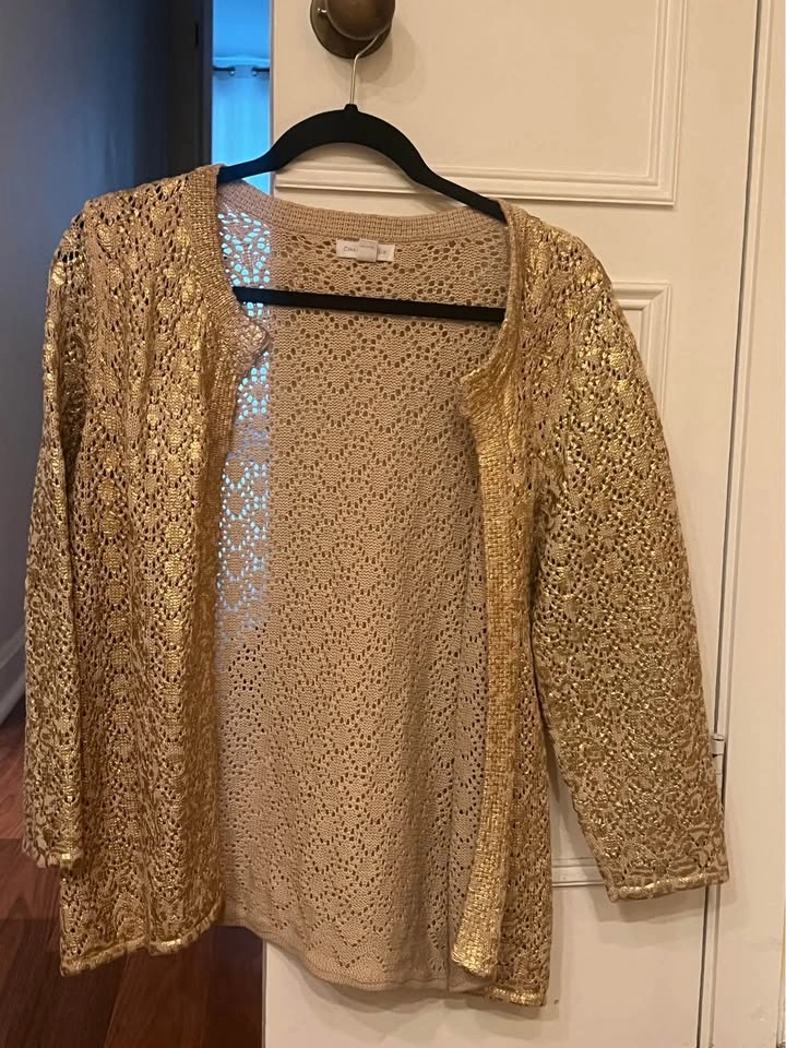 Gold open-chest knit sweater (Size L) - photo 3
