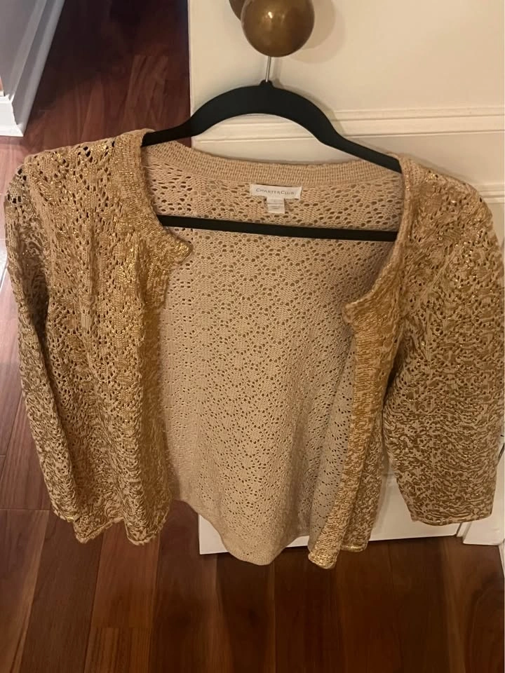 Gold open-chest knit sweater (Size L) - photo 4