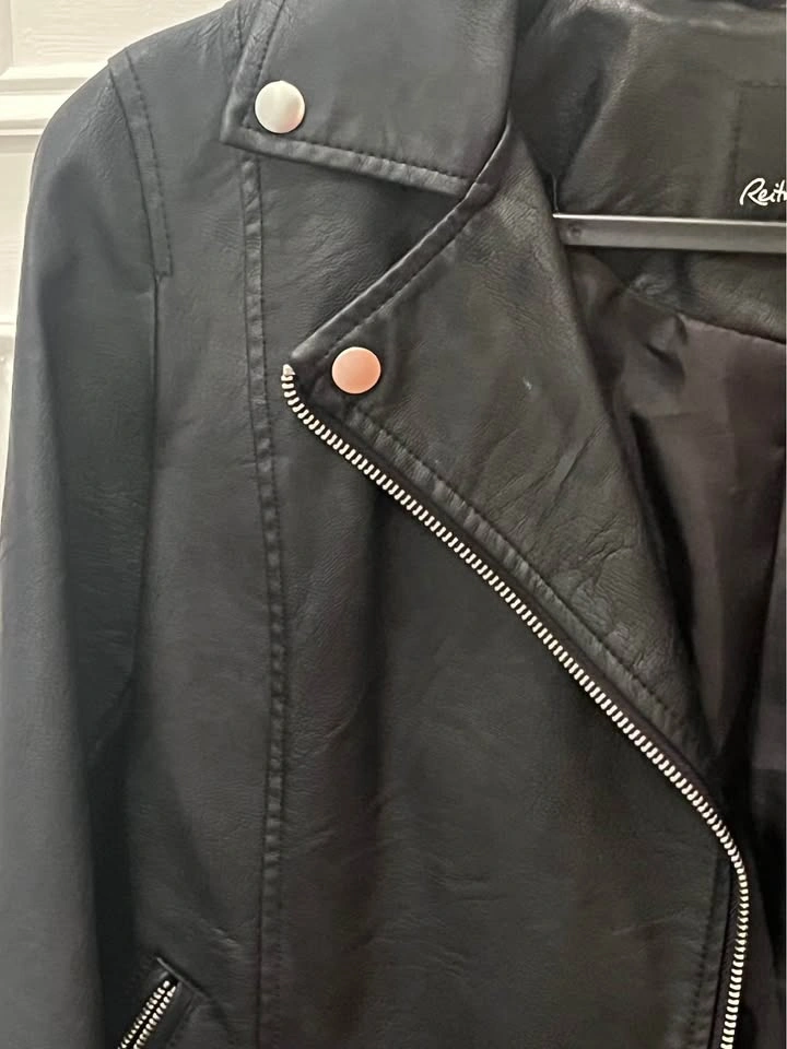 Reitmans Black biker faux leather jacket S - photo 3