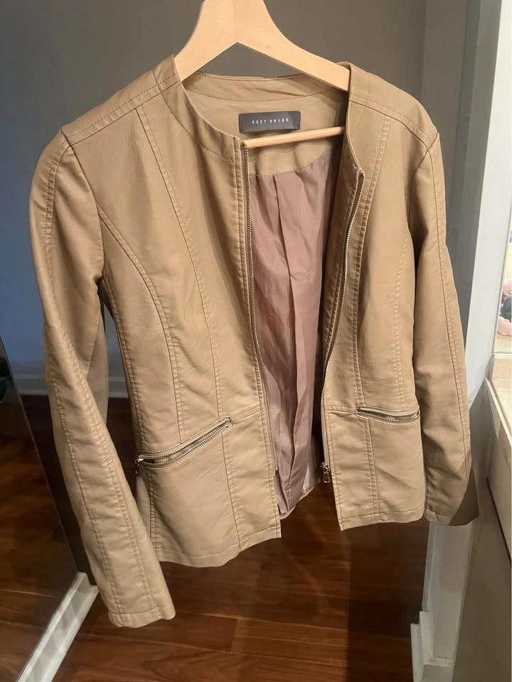 Suzy Light beige faux leather jacket - photo 2