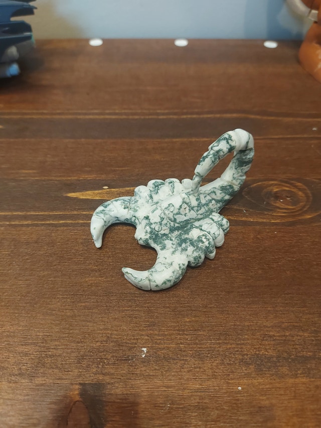 Moss Agate Scorpion Carving