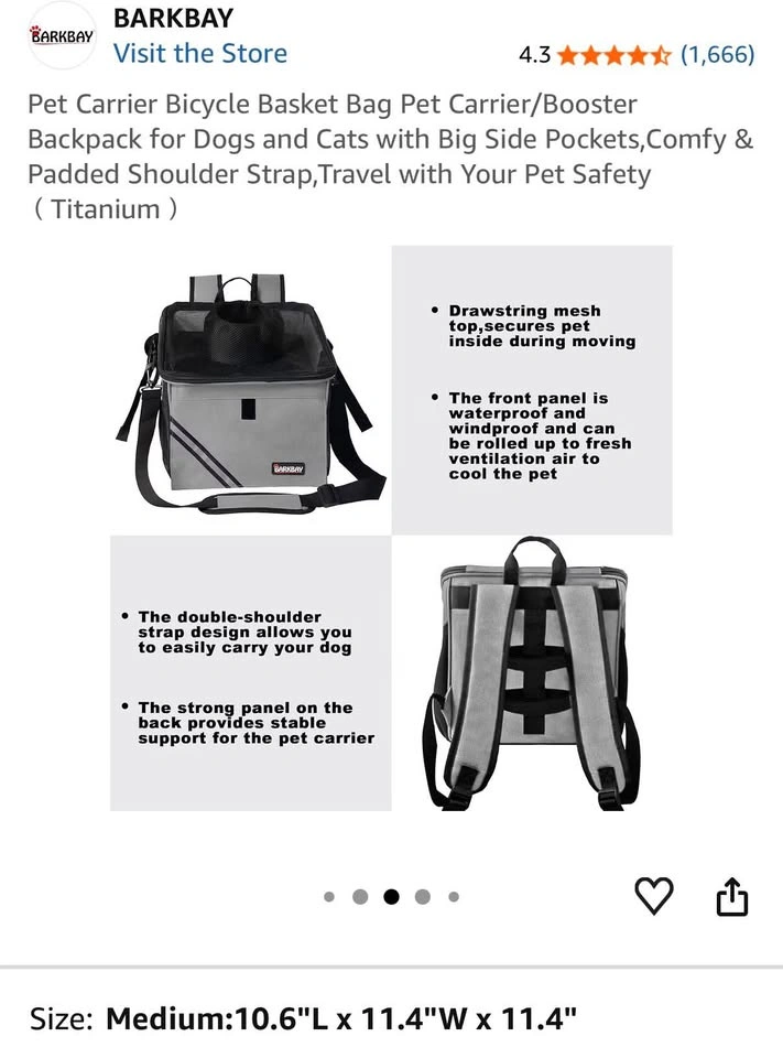 Dog carrier bicycle basket - photo 4