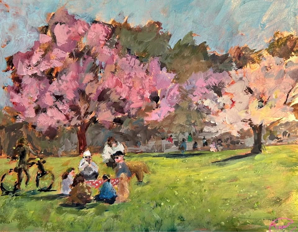“Spring Picnic” Original Acrylic Painting