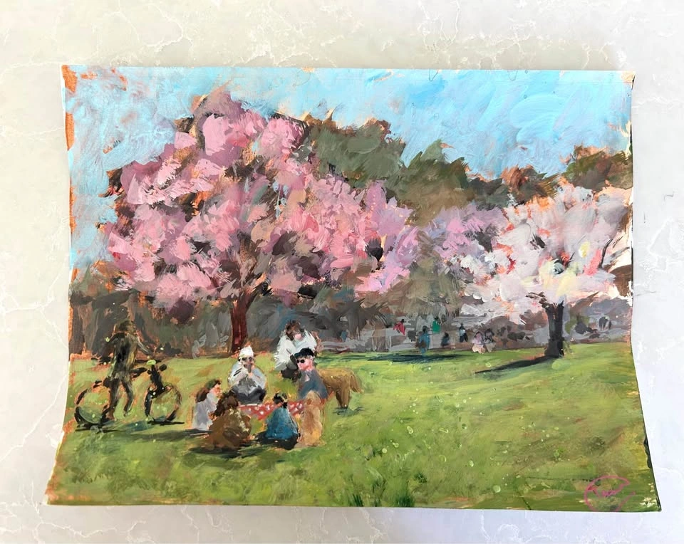 “Spring Picnic” Original Acrylic Painting - photo 2