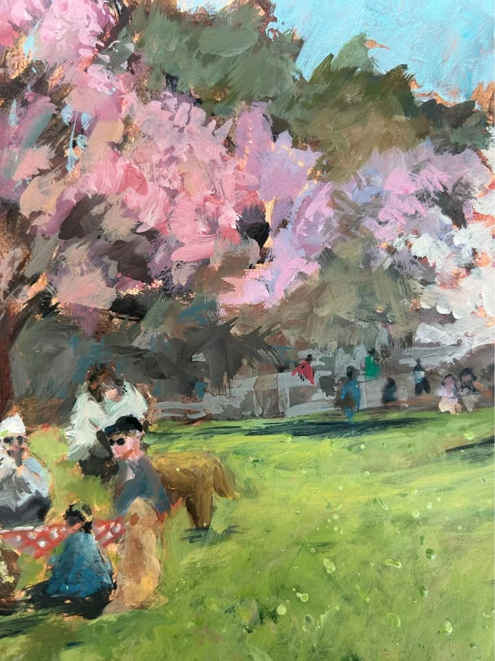 “Spring Picnic” Original Acrylic Painting - photo 4