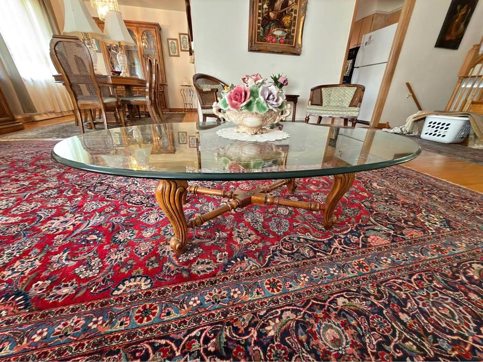 Glass & wood coffee table