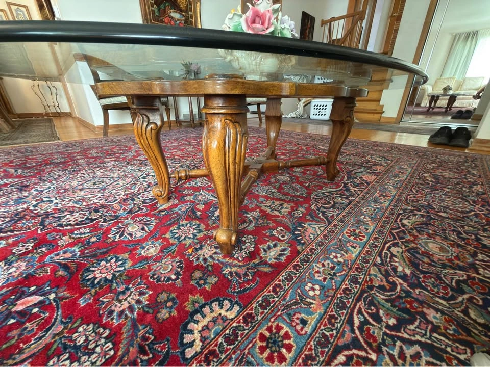 Glass & wood coffee table - photo 2
