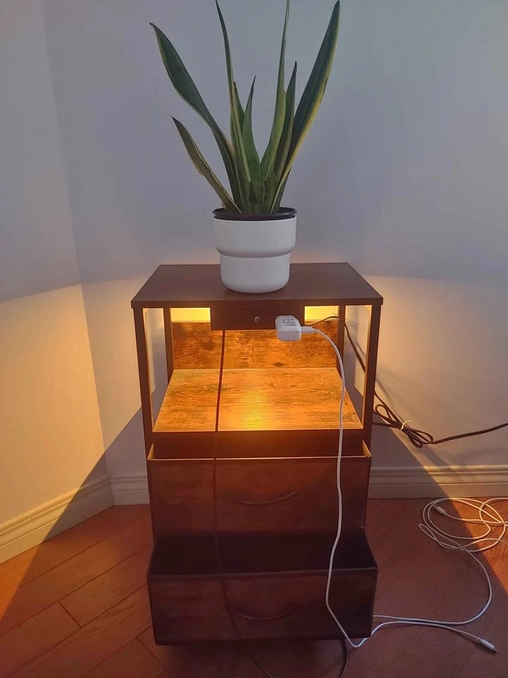 Nightstand with LED Light, USB C port and AC outlet