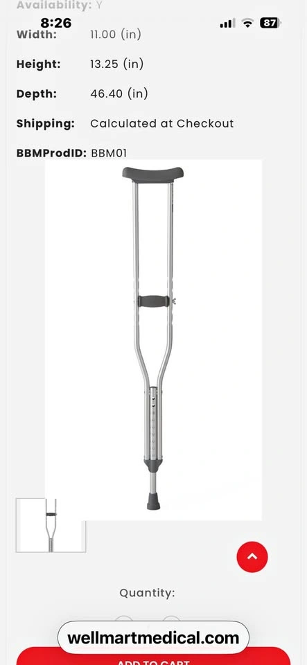 Pair of Guardian Standard Adjustable Aluminum Crutches