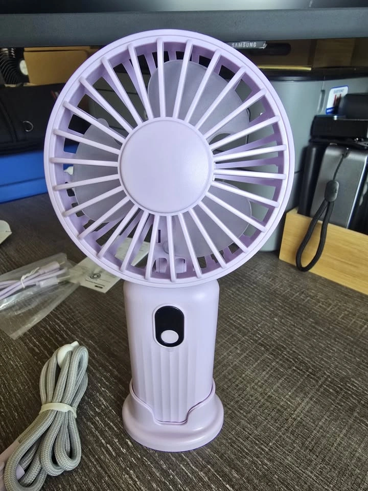 Portable USB Rechargeable Handheld Fan with Lanyard & Base - photo 2