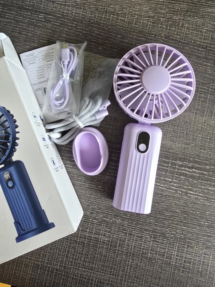 Portable USB Rechargeable Handheld Fan with Lanyard & Base - photo 3