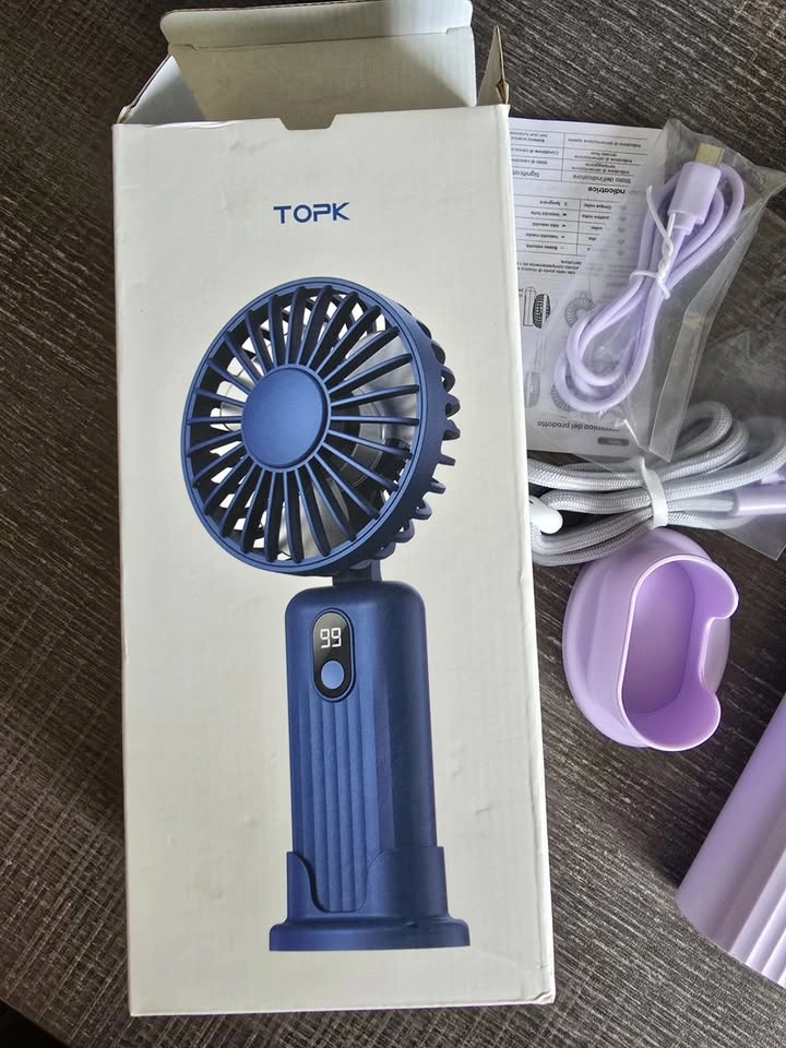 Portable USB Rechargeable Handheld Fan with Lanyard & Base - photo 4