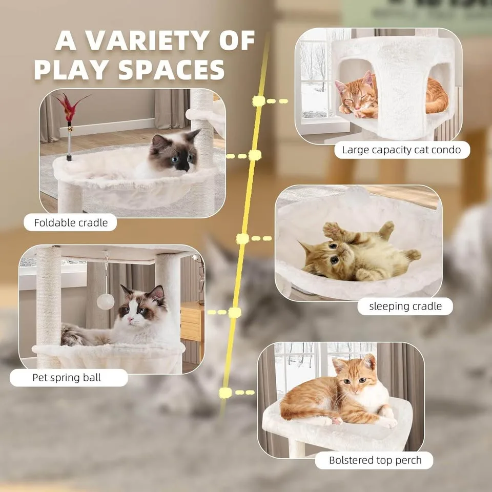Cat Tree Tower with Condo, Hammocks & Scratching Posts image indicator(3)