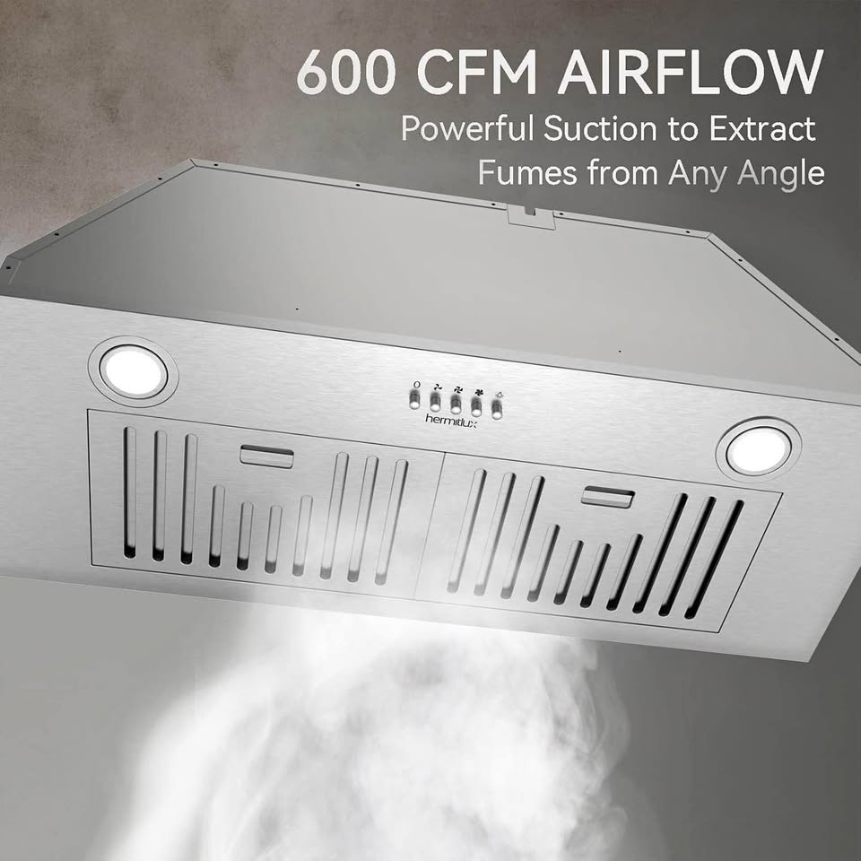 30" Built-in Range Hood Insert, 600 CFM, Stainless Steel