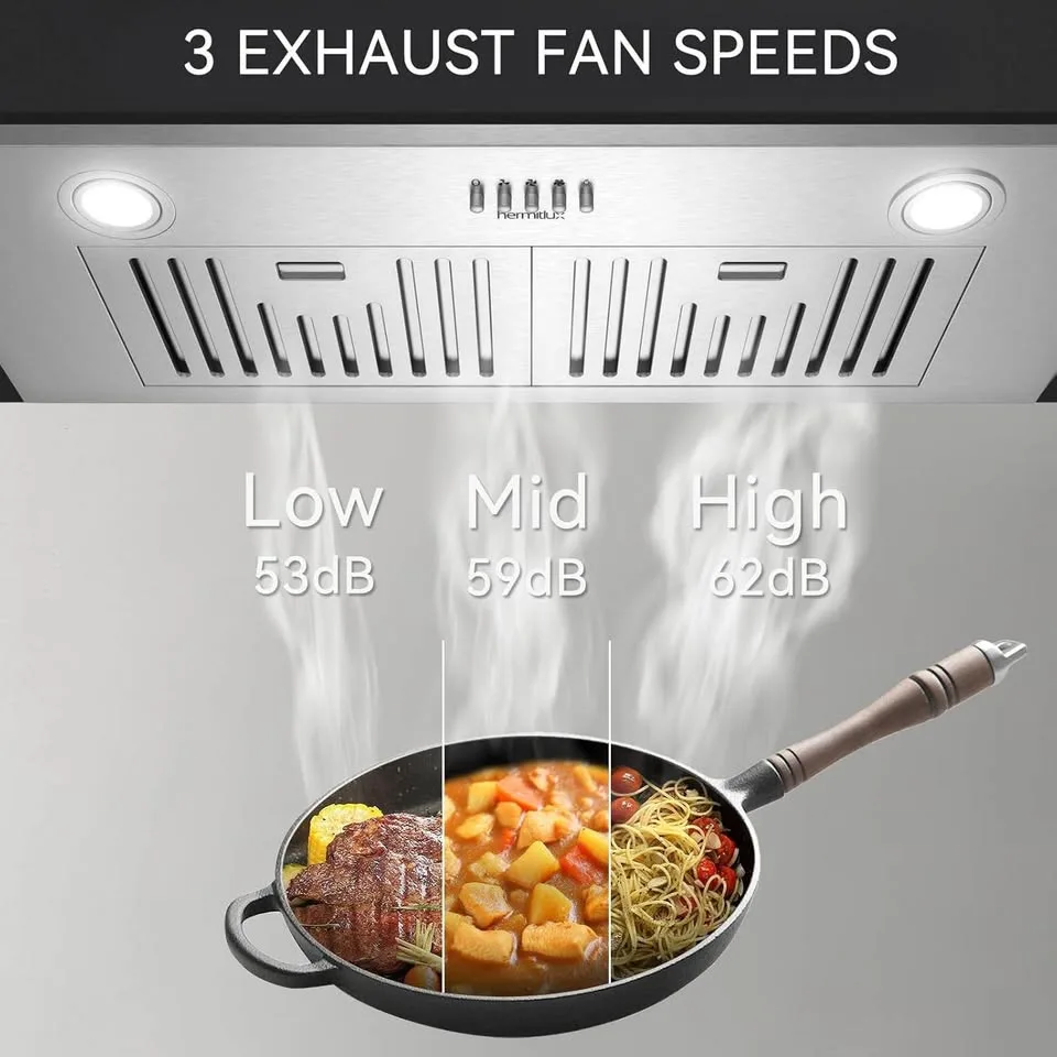 30" Built-in Range Hood Insert, 600 CFM, Stainless Steel image indicator(2)