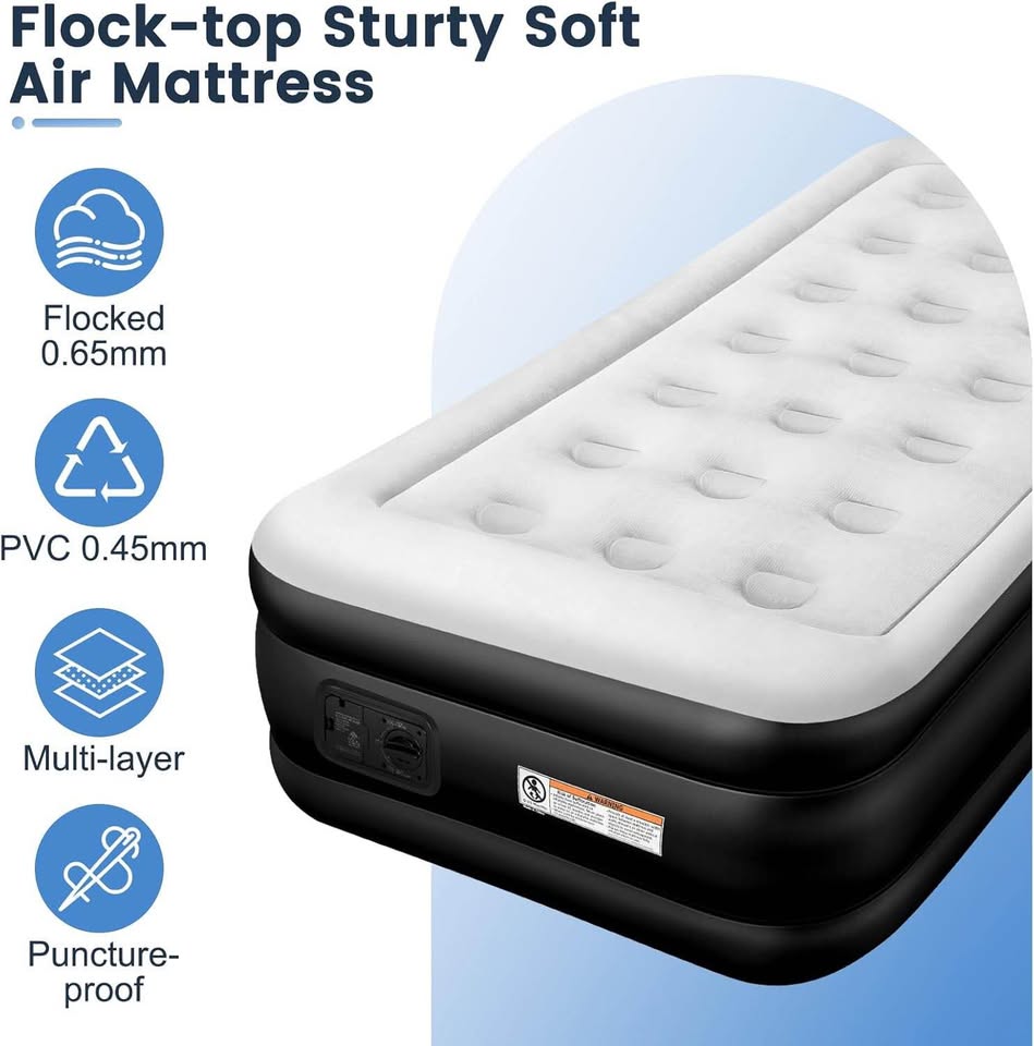 Twin Air Mattress with Pump & Pillow, 196 × 97 × 47 cm - photo 3