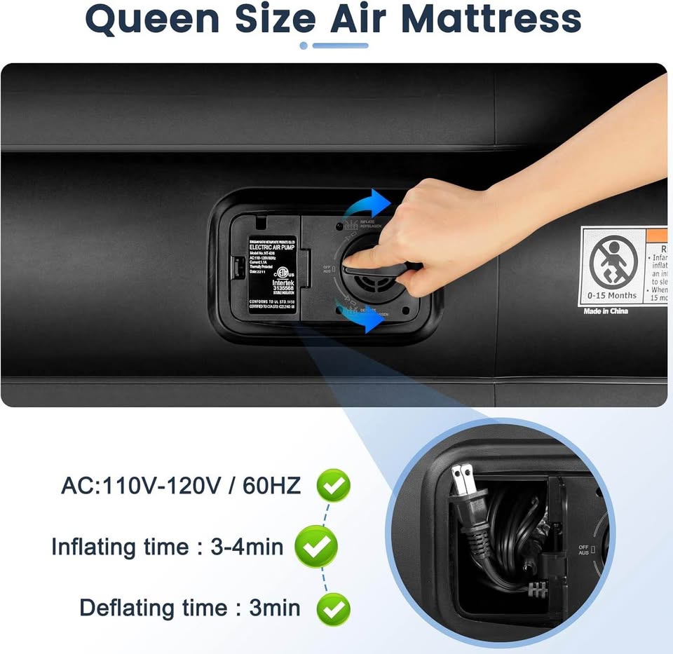 Twin Air Mattress with Pump & Pillow, 196 × 97 × 47 cm - photo 4