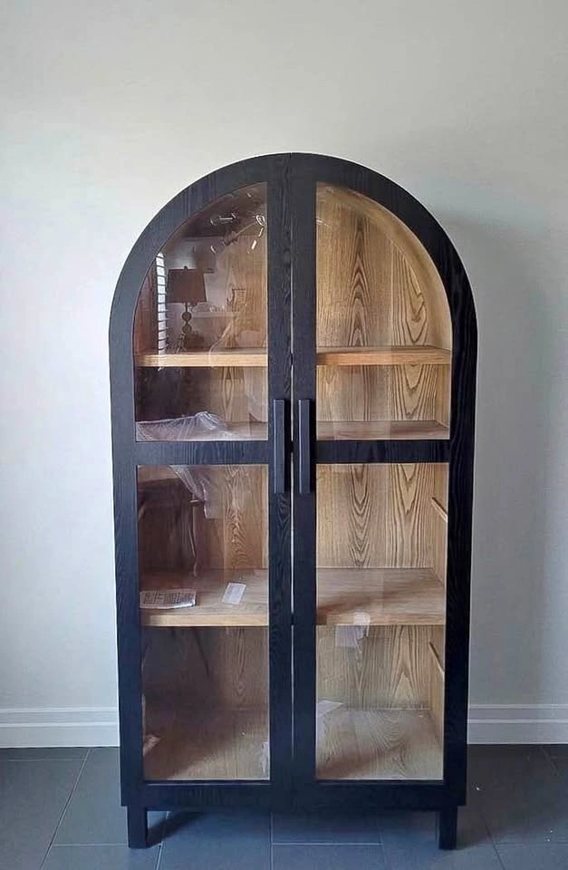 Arched Display Cabinet – Oak Finish