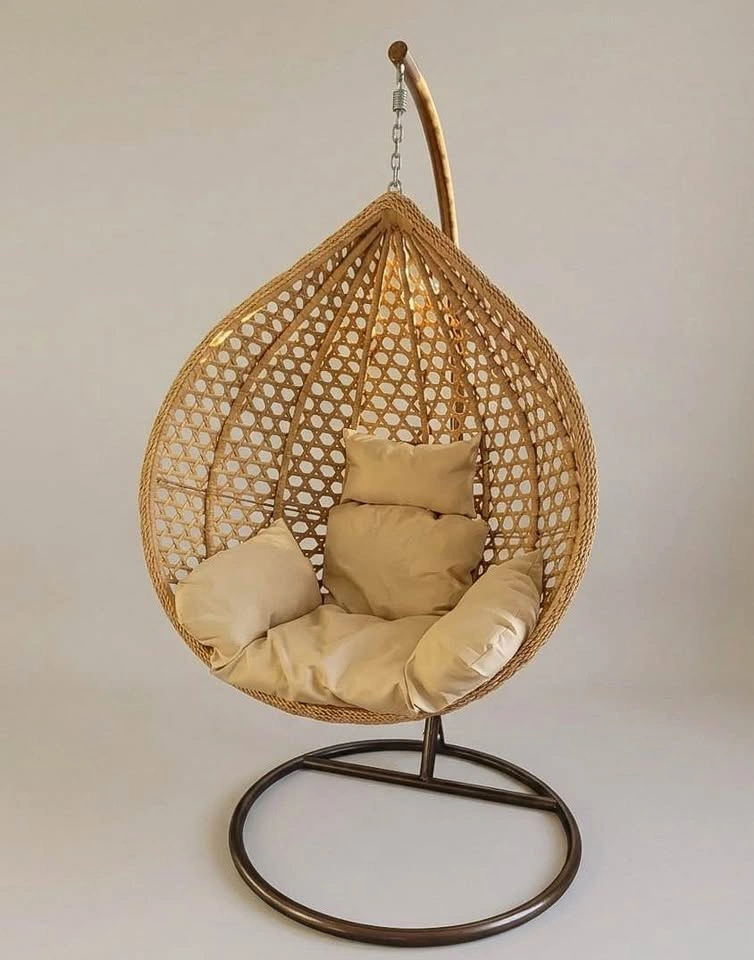 Egg Chair – PE Rattan Wicker, Beige Cushion - photo 2