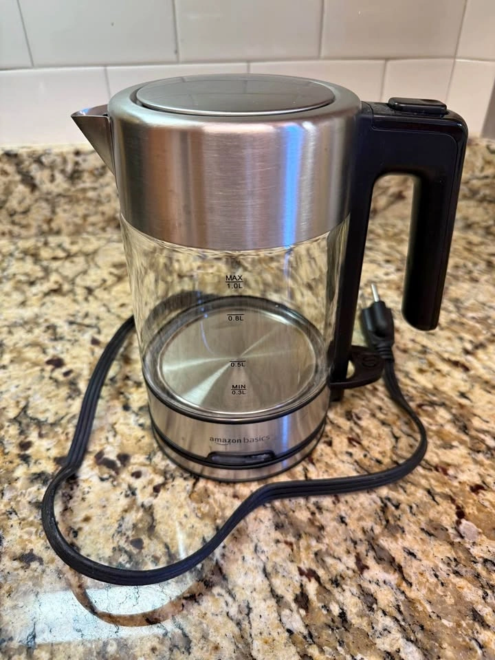 Hot Water Kettle Glass and Stainless Steel