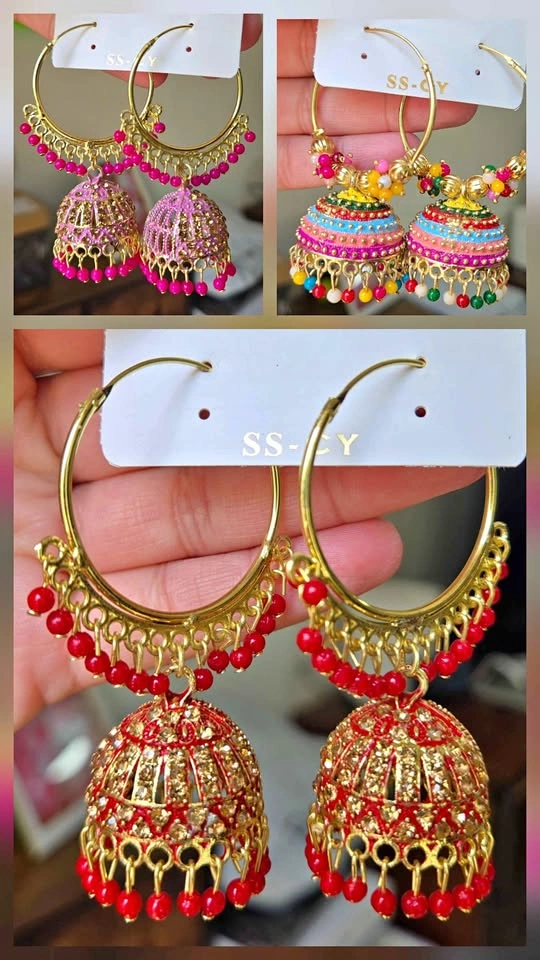Colorful Traditional Jhumka Hoop Earrings