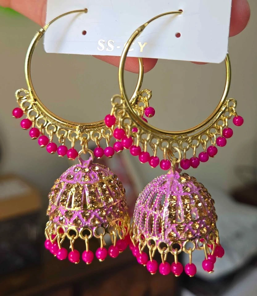 Colorful Traditional Jhumka Hoop Earrings - photo 2