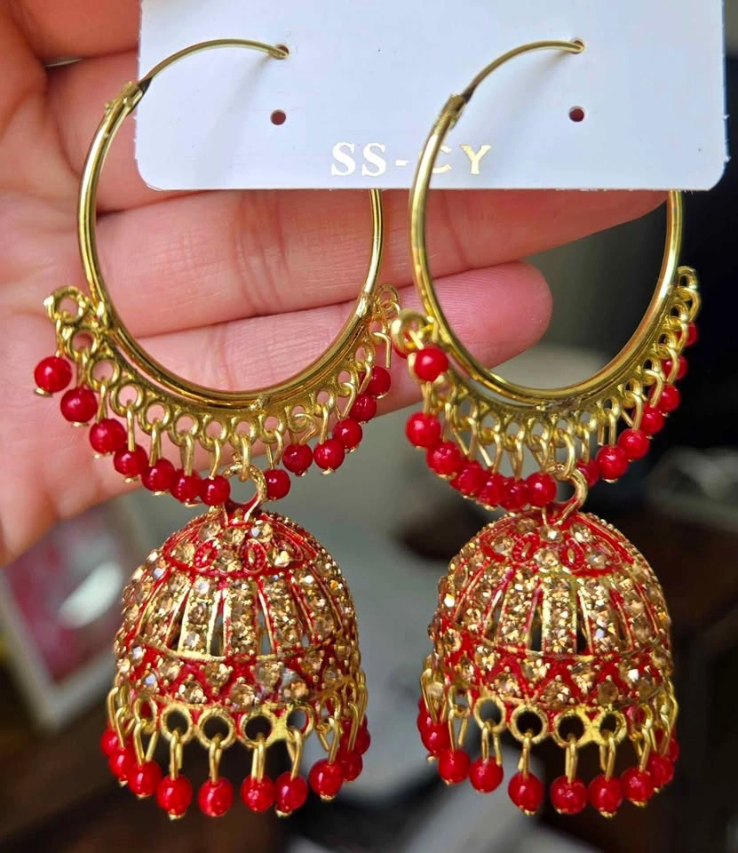 Colorful Traditional Jhumka Hoop Earrings - photo 4