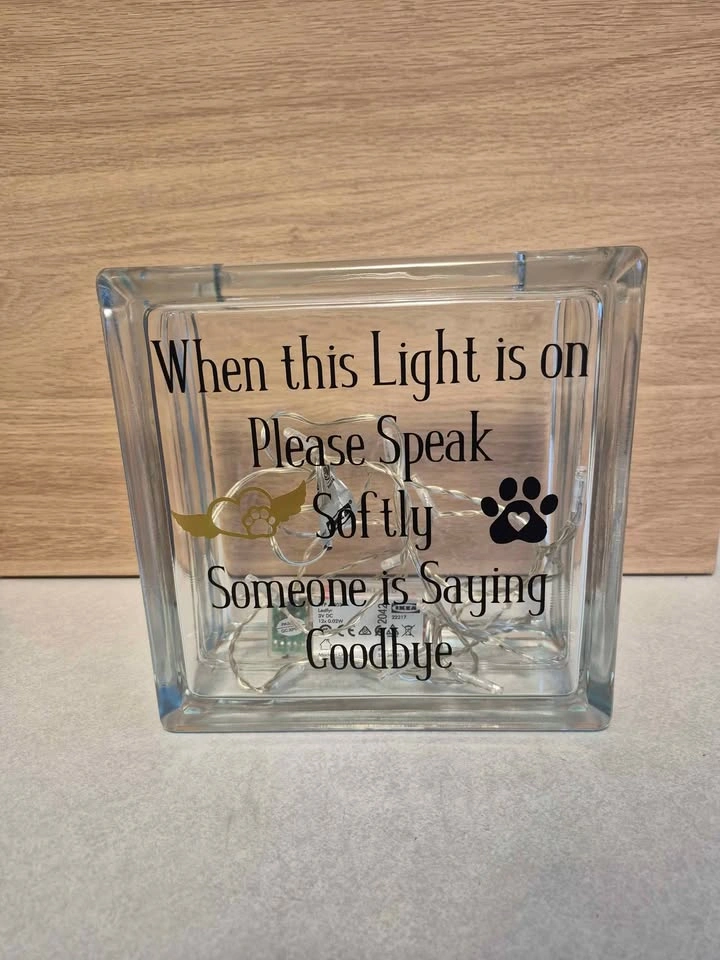 Memorial Glass Block Light with LED String Lights