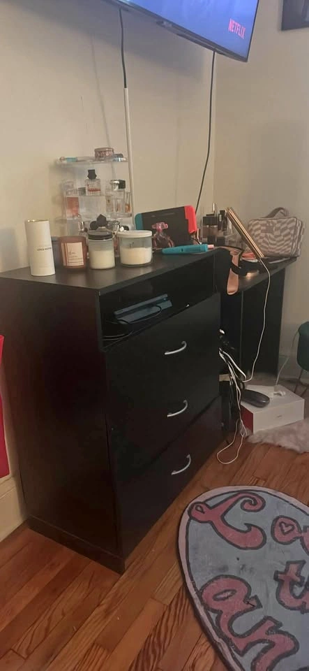 Vanity with Dresser, attached desk & storage