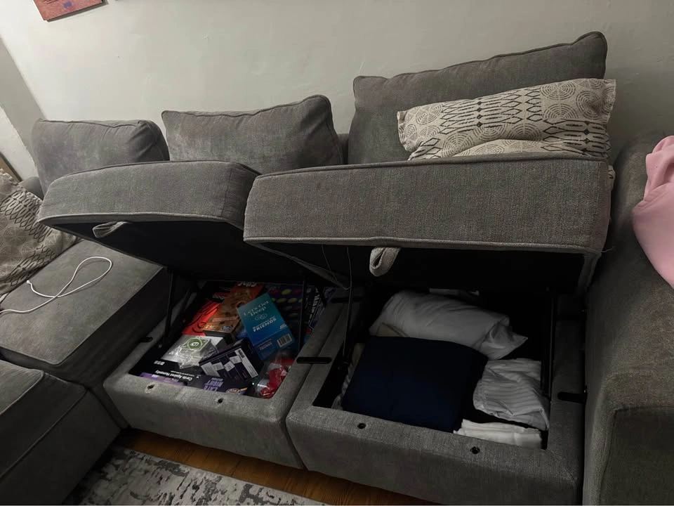 Sectional Gray Couch with Storage - photo 2